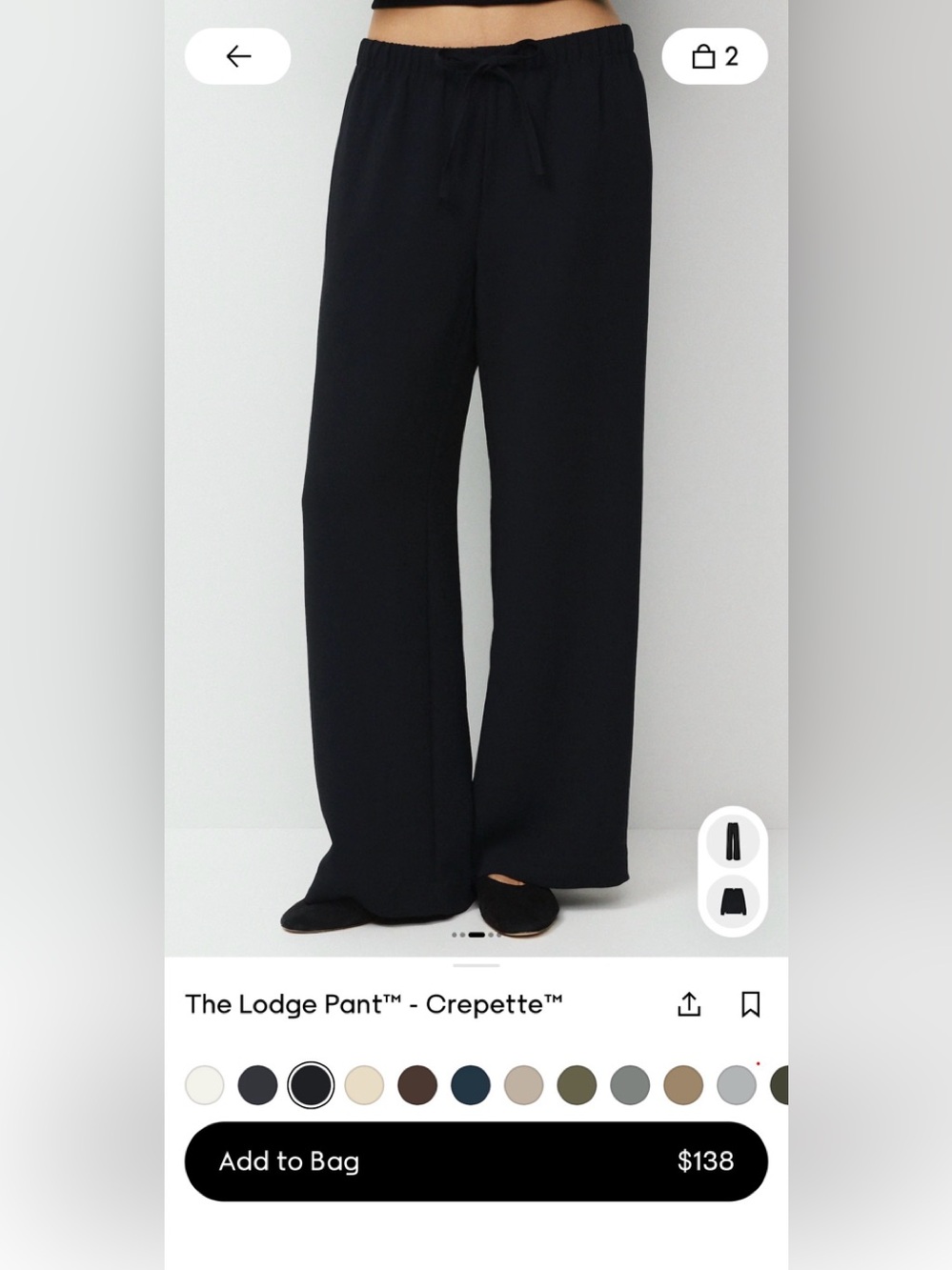 Aritzia Lodge Crepette- black size Large - NWT
